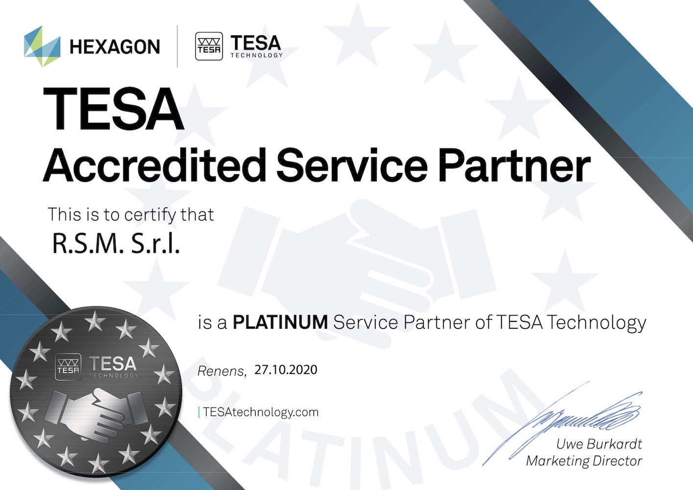 Certificate RSM Certificate TESA RSM